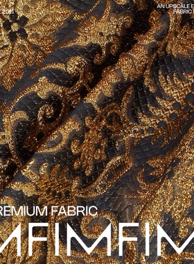 法国直邮进口 RU&FO C&LI 黑色底金色真丝重工提花面料 幅宽140CM