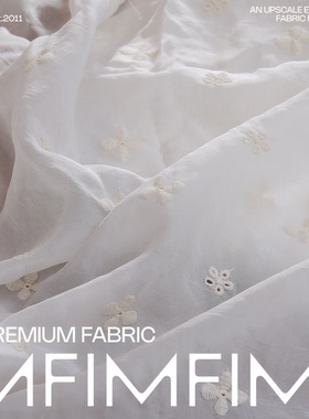 南亭轻纱 意大利进口铜氨丝重工刺绣绣花白色底镂空面料 宽110CM