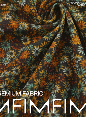 PINTO棉灯芯绒柔软小雏菊双色拼色印花衬衫连衣裙面料 意大利进口