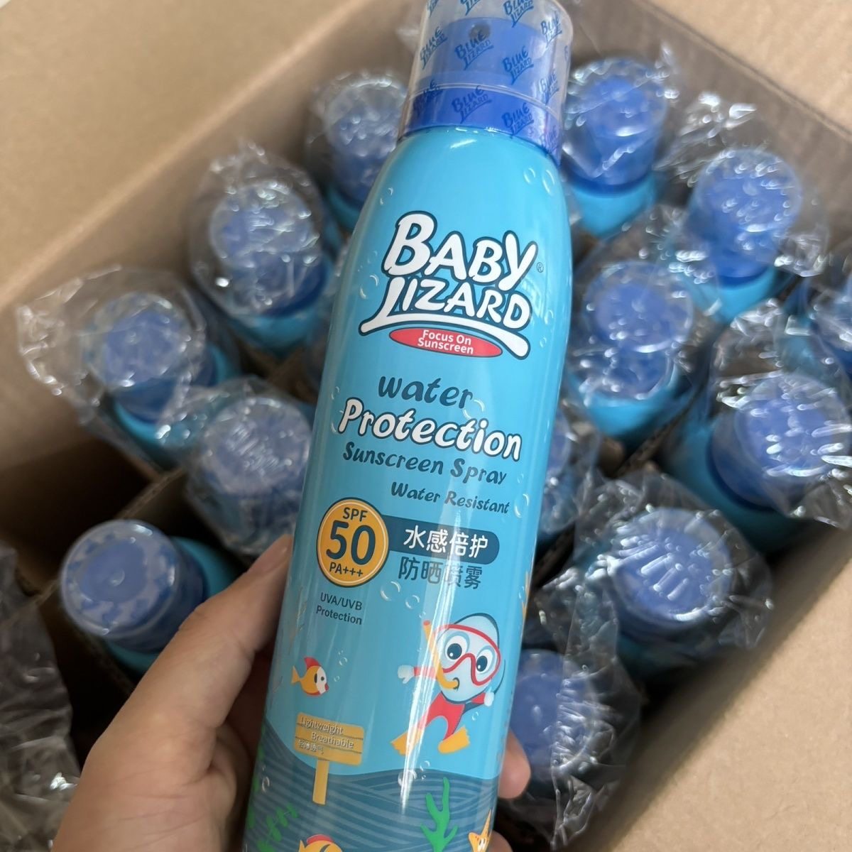 包邮BABY LIZARD蓝蜥蜴水感倍护防晒喷雾SPF50PA+++ 150ml