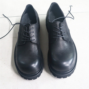 混搭街头暗黑系磨砂头层牛皮休闲皮鞋 帅气舒适 5厘米轻便厚底