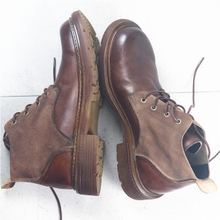 4.5厘米软底 手工做旧自然棕色 头层牛皮短靴子 松弛感 帅气