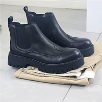 Martens, мягкие кожаные челси на платформе, ботинки, короткие сапоги, высота каблука 5см, простой и элегантный дизайн, воловья кожа