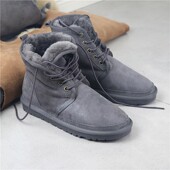 巨保暖 46码 加厚羊皮毛一体系带雪地靴 东北棉靴子男女大码