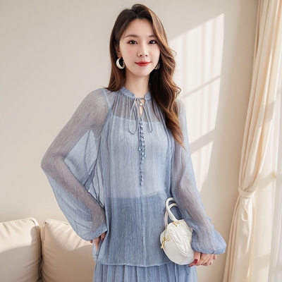 大码真丝桑蚕丝衬衫女设计感小众