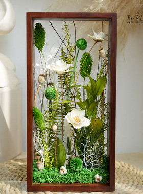 三八节diy手工礼品样板间摆件植物标本框家居装饰干花创意永生花