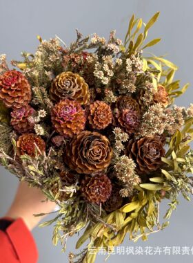 永生森林玫瑰松果干花花束复古森系家居软装装饰摆件跨境ins风