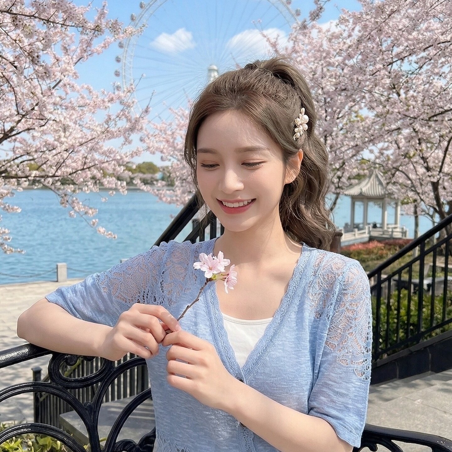 V领蕾丝短款日系甜美毛衣开衫