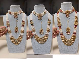 眉心坠 耳饰 实拍 项链 顺丰：印度进口传统金饰品套装