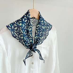 民族风复古文艺100%亚麻三角巾女丝巾装饰头巾叠穿小屁帘护颈领巾