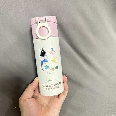 星巴克猫咪提手不锈钢保温杯带茶