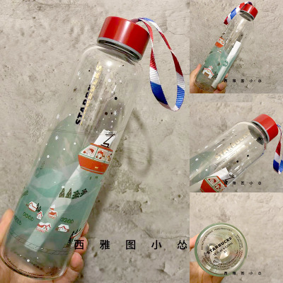 韩国礼物姜饼人玻璃瓶星巴克杯子