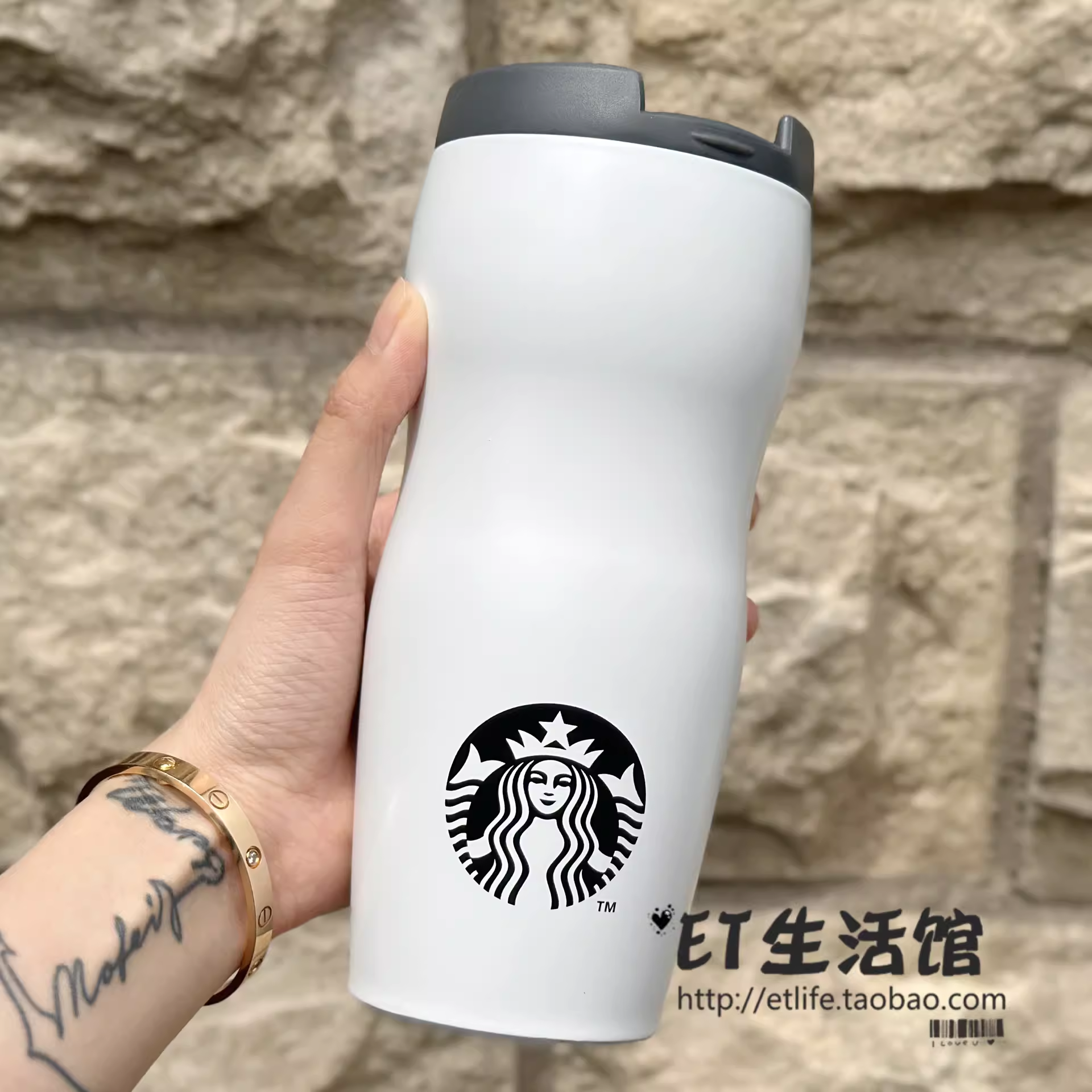 韩国星巴克杯子甄选白色露西lucy简约茶漏不锈钢保温随行杯车载