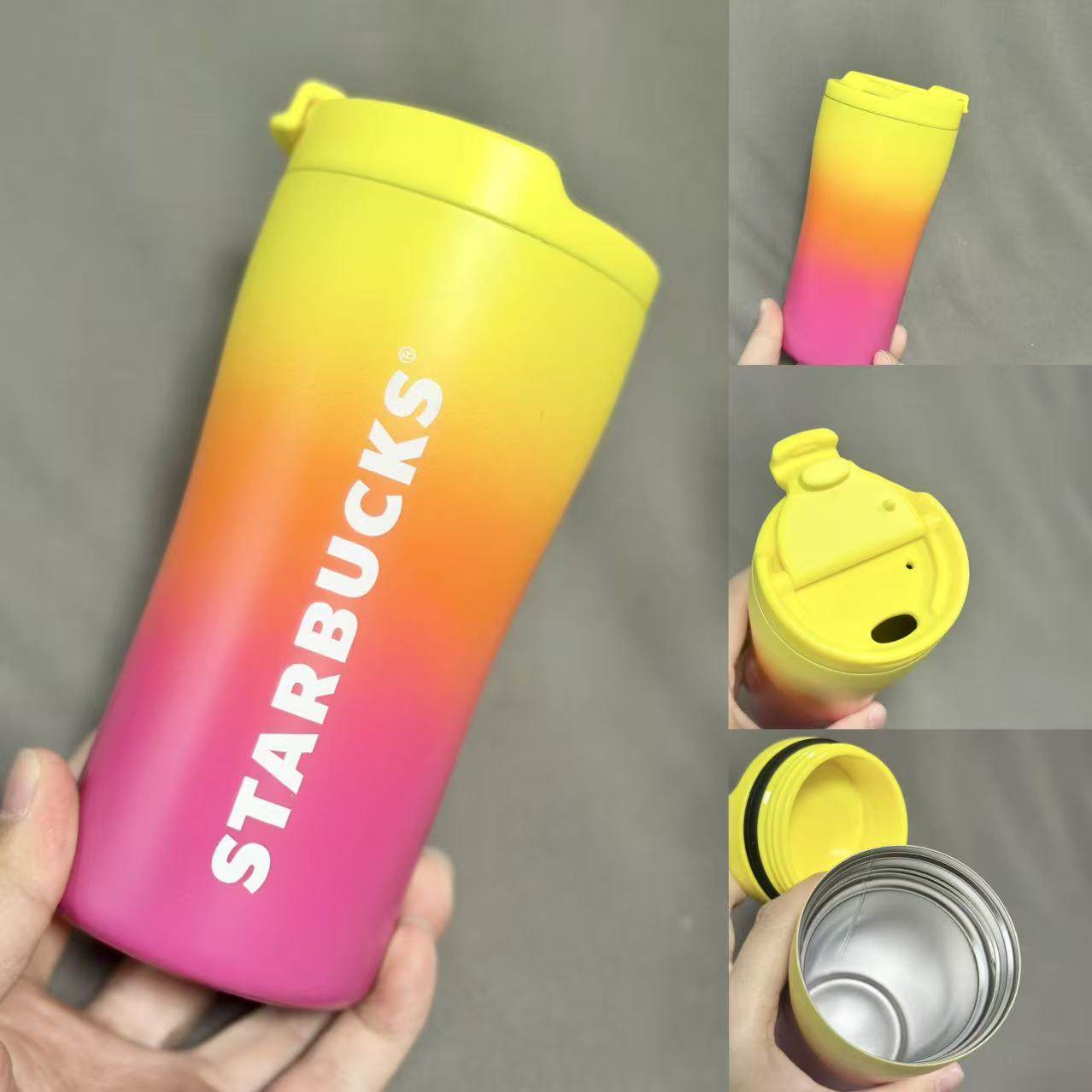 星巴克杯子彩虹多巴胺小清新绿色女神系列不锈钢保温杯咖啡杯水杯