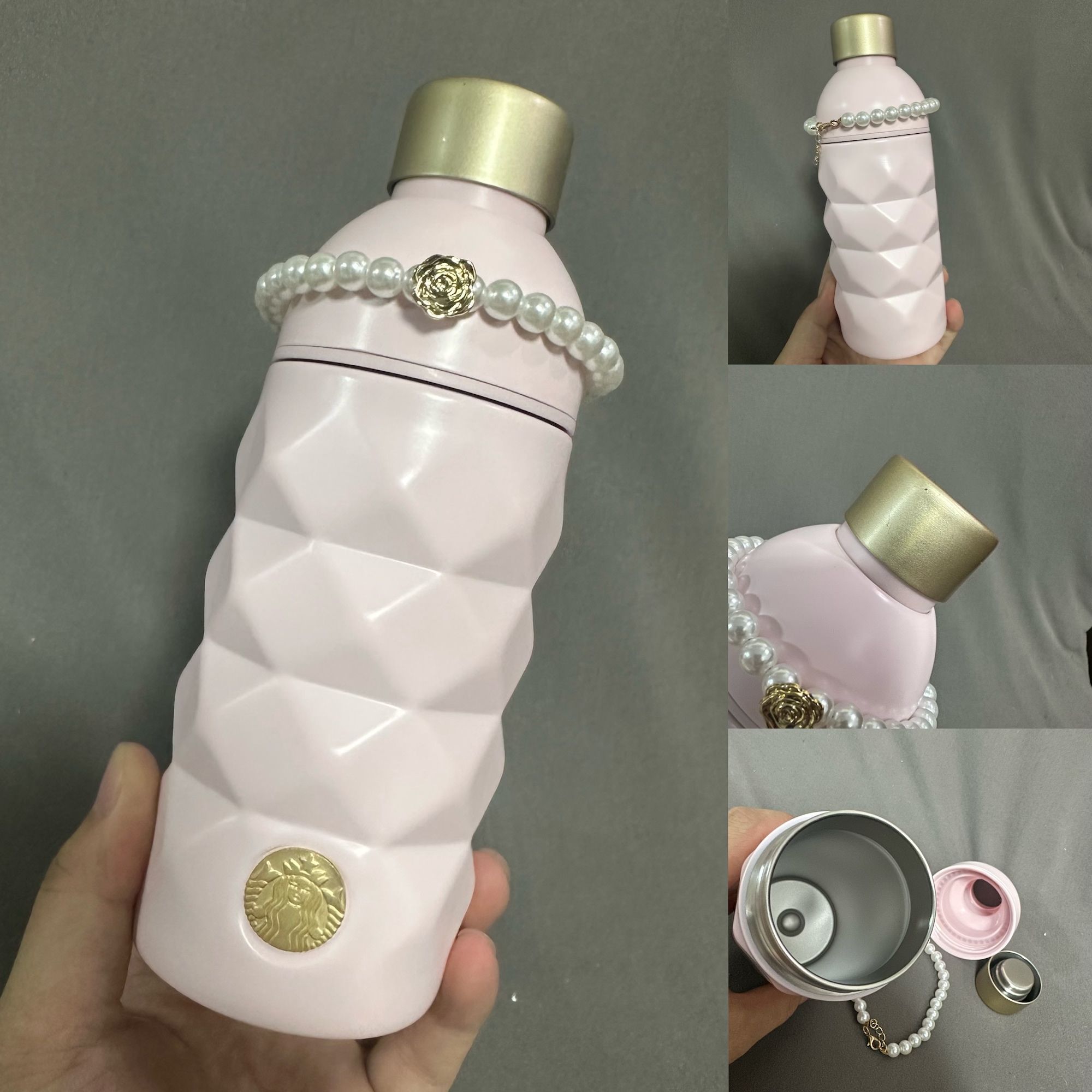 星巴克万花玫镜不锈钢保温杯