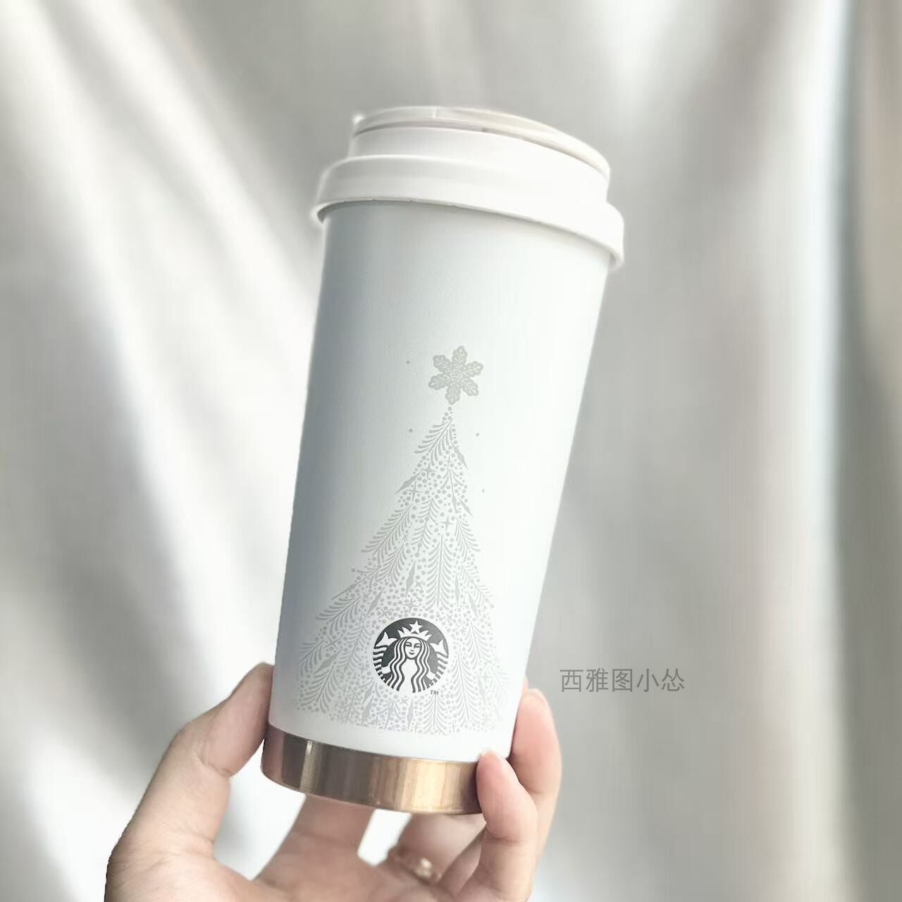星巴克杯子白色艾玛不锈钢随行保温杯圣诞树女神保温杯大口径473m