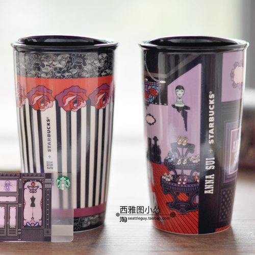 星巴克annasui玫瑰卡包陶瓷杯子