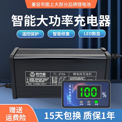 锂电池高压电芯专用48V60V72V5A8A10A12A15A大功率4.35智能充电器