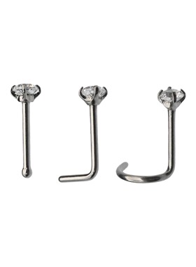 韩都  ASTM F-136钛合金5A锆石四爪镶嵌1字7字5字鼻钉0.8mm