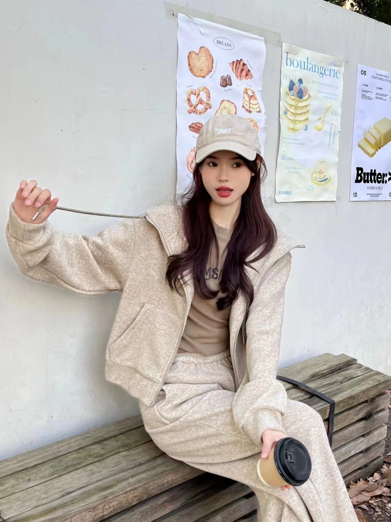 欧货休闲运动套装女春秋新款时尚洋气连帽卫衣阔腿裤两件套潮