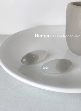 heeyo 雾灰河畔/ 冷淡风简约渐变灰色银耳钉耳夹复古气质水滴耳环