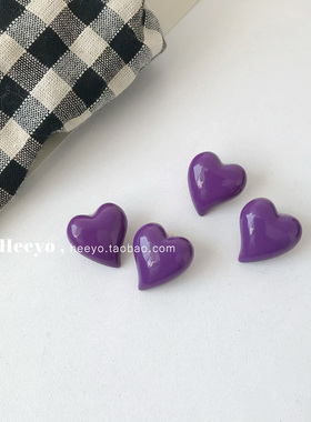 heeyo 私藏宇宙/ 辣妹紫色爱心耳夹女独特小众甜酷桃心银耳钉耳环