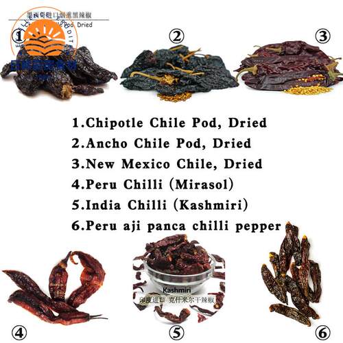 辣椒Chipotle/Ancho/Arbol/Mirasol/pasilla/panca/Guajillo