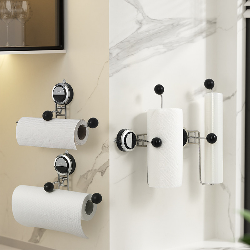 吸盘厨房纸巾架免打孔用纸卷纸通用挂架壁挂式保鲜膜收纳架抹布架,收纳整理,纸巾架,淘宝优惠券,粉丝福利购,淘宝优惠卷