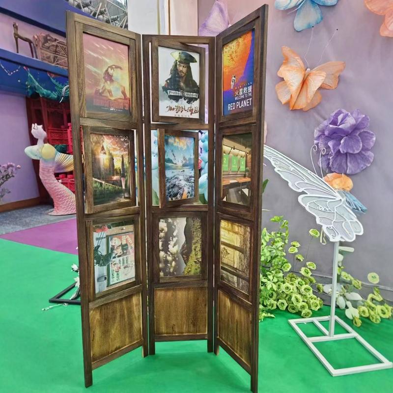 新款森系婚庆道具相框木屏风背景装饰户外田园风婚礼木质屏风摆件