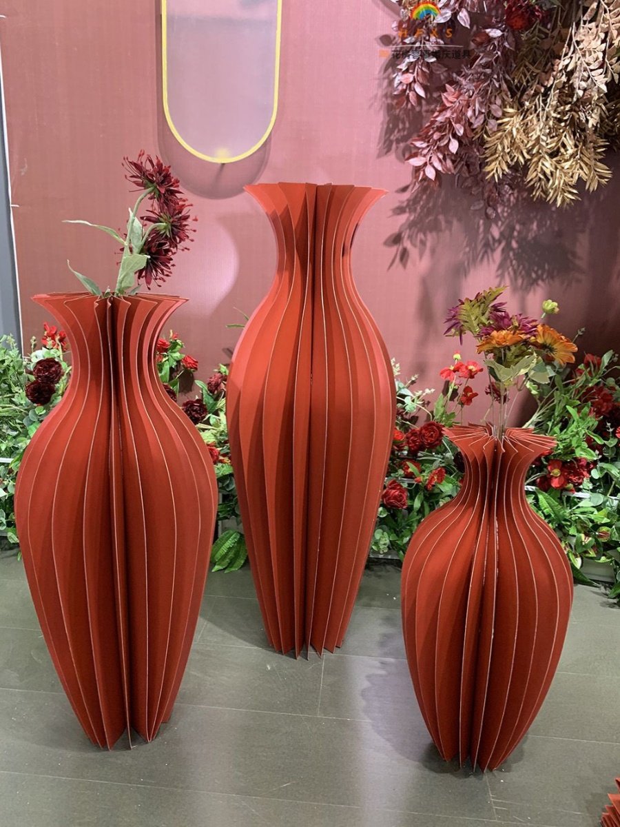 婚庆道具珠光折纸花瓶甜品台折叠装饰摆件婚礼路引橱窗展台美陈