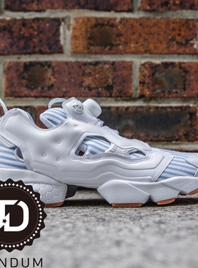 TANDUM Politics x Reebok Ipump Fury 男女跑鞋蓝白条纹 AR0494