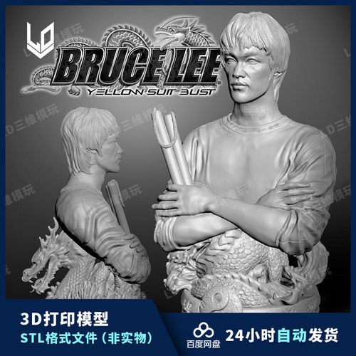 李小龙3D打印模型数据 stl人物手办高精度打印素材文件