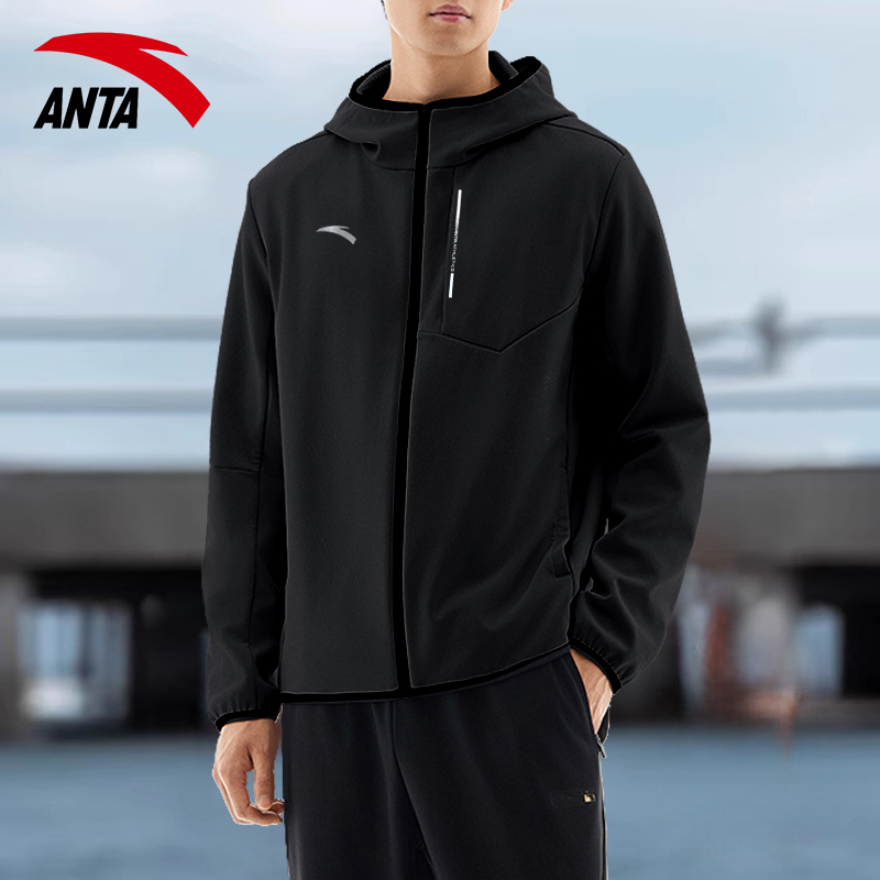 安踏冲锋衣男冬季新款防风夹克加绒保暖运动外套男士软壳连帽上衣