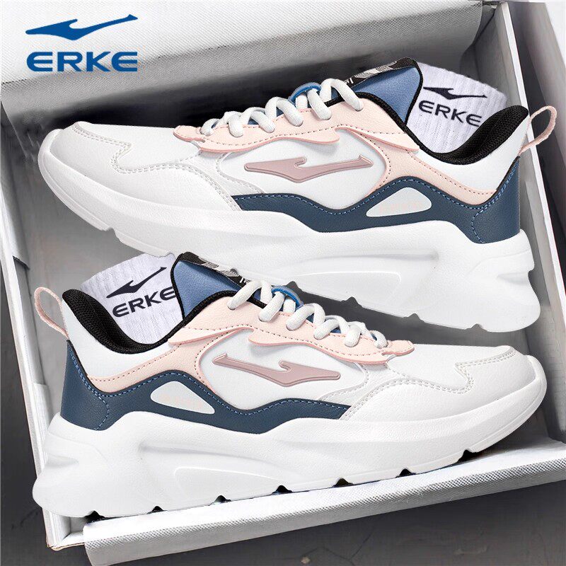 鸿星尔克女鞋加绒皮面老爹鞋2026新款冬季女士休闲跑步鞋运动鞋子