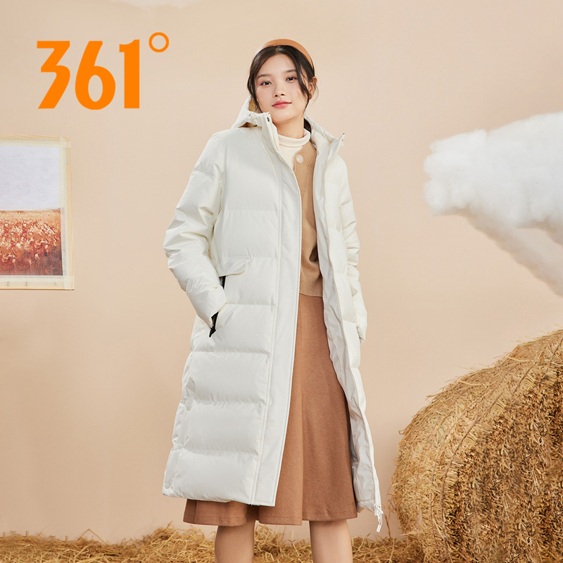 361度官方旗舰女装长款羽绒服2025夏季361新款连帽面包服外套女款