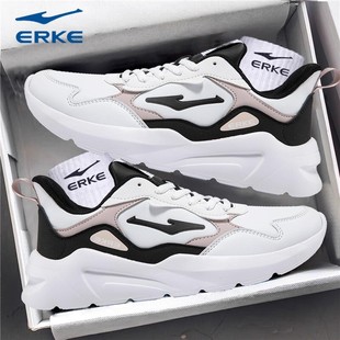 运动鞋 鸿星尔克女鞋 秋冬女士休闲跑步鞋 2025新款 子 加绒皮面老爹鞋