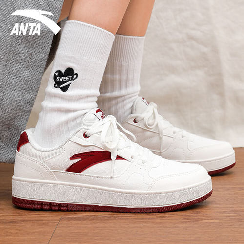 安踏女鞋学生厚底增高小白鞋