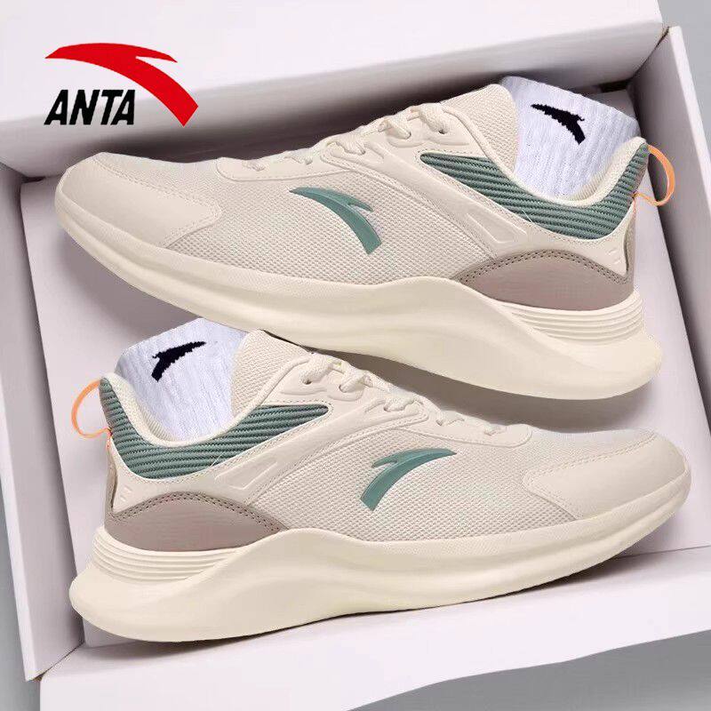 安踏男鞋跑步鞋春季2026新款男士白色跑鞋网面透气软底休闲运动鞋