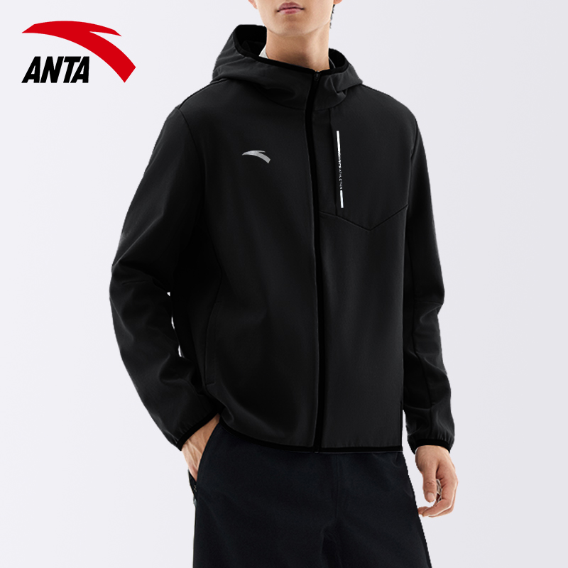 安踏冲锋衣男冬季新款防风外套男士加绒夹克2025新款连帽运动上衣