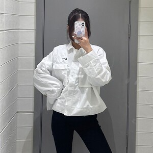耐克Nike Sportswear 女子翻领休闲短款工装夹克外套 DM6244-126