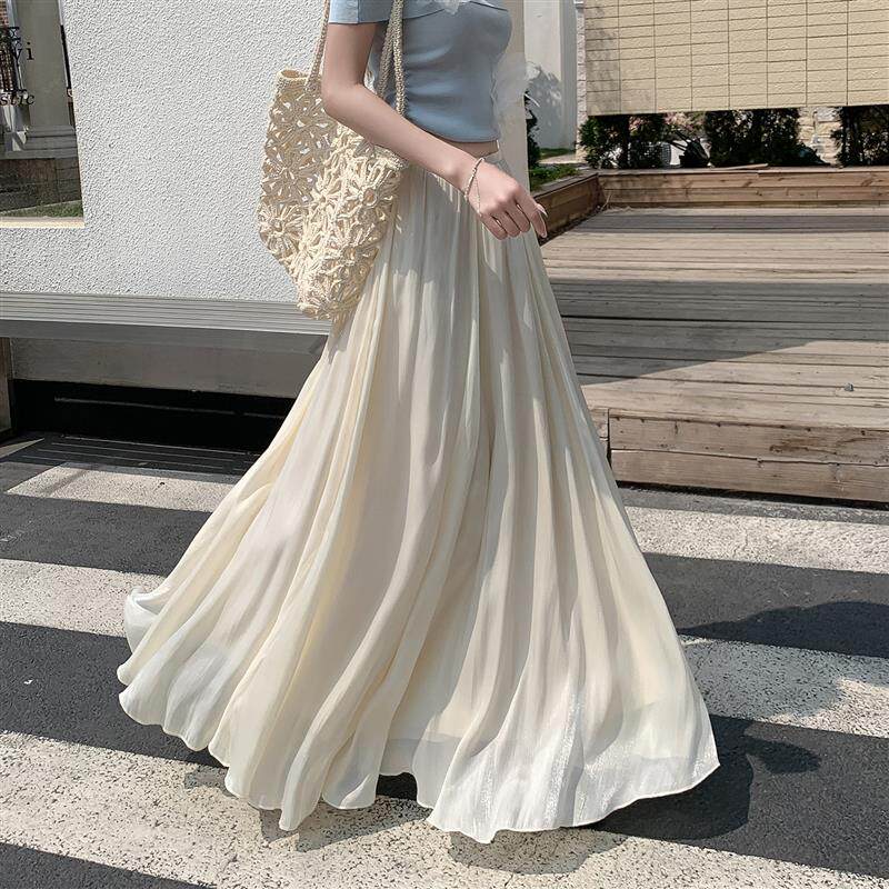 绝美巨好看流光纱半身裙女2026春夏飘逸大摆仙女纱裙垂感a字长裙