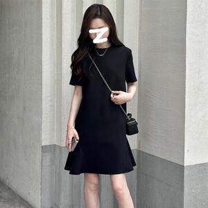 时尚休闲潮流连衣裙夏季新款大码胖mm夏季小香风修身显瘦小黑裙子