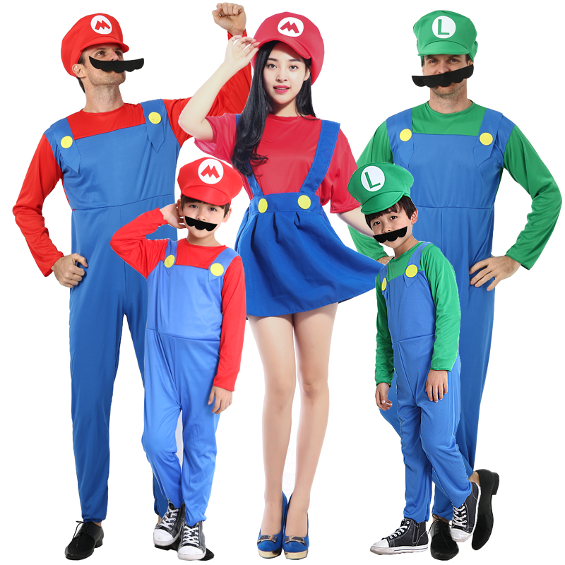 成人儿童亲子超级玛丽服装衣服
