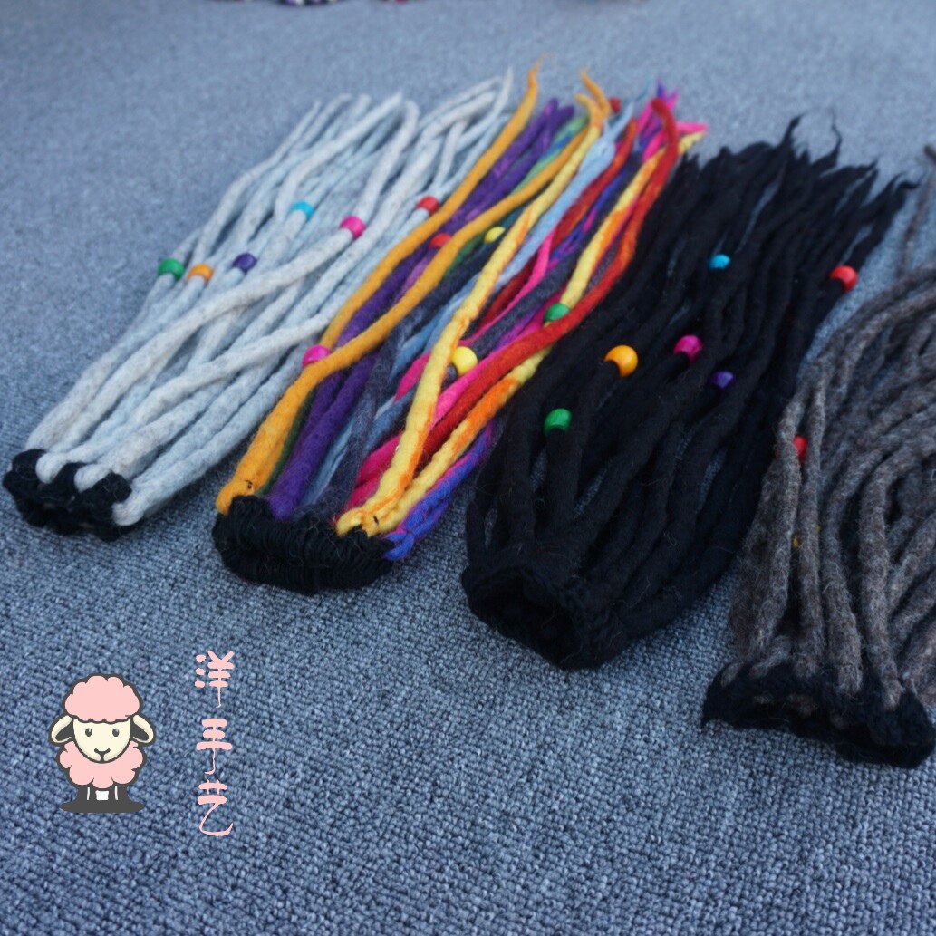 羊毛毡牙买加脏辫发绳朋克马尾