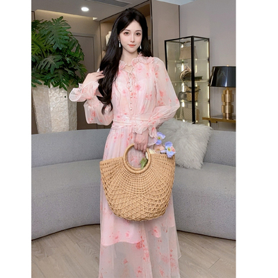 【年中清仓】飞姐定制甜美印花连衣裙度假风大摆长裙M-2XL