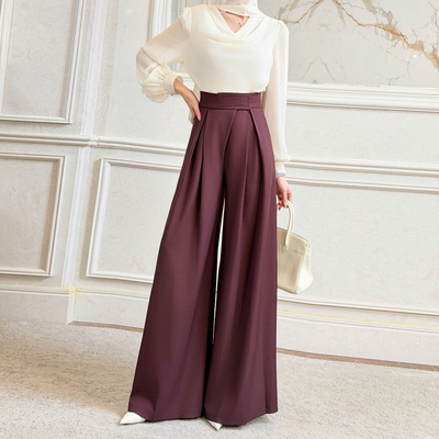 飞姐定制2026韩版高腰魔术贴阔腿裤新款宽松大脚裤休闲垂感拖地裤