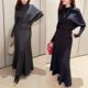 时尚 针织套装 高领收腰上衣 飞姐定制2026韩版 长款 A摆裙伞裙两件套