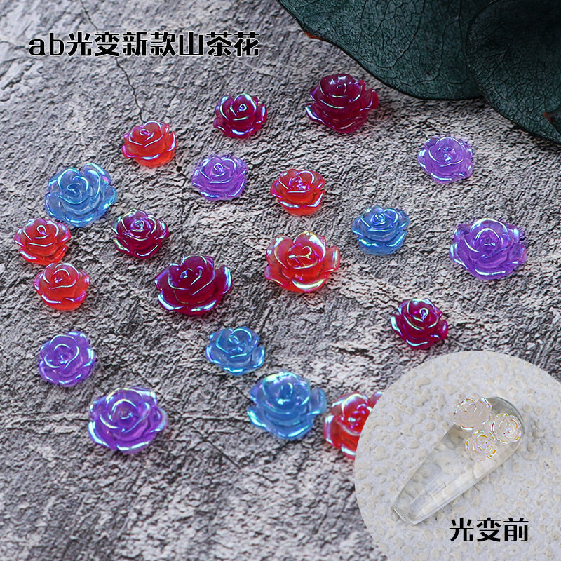 日系美甲光感变色山茶花透明极光冰透立体玫瑰花光变指甲装饰,饰品/流行首饰/时尚饰品新,DIY配件,淘宝优惠券,粉丝福利购,淘宝优惠卷