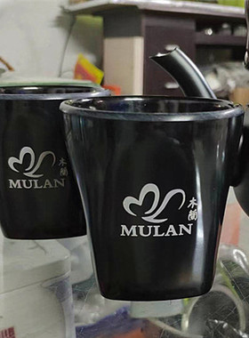 加厚密胺口杯古典黑色水杯磨砂饭店麻将馆餐厅商用茶杯喝茶杯定制