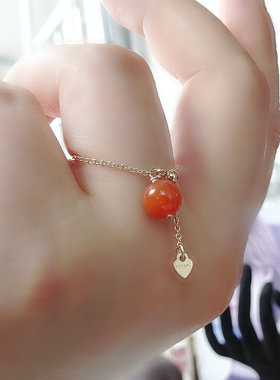 南红减龄包金古风天然小戒指